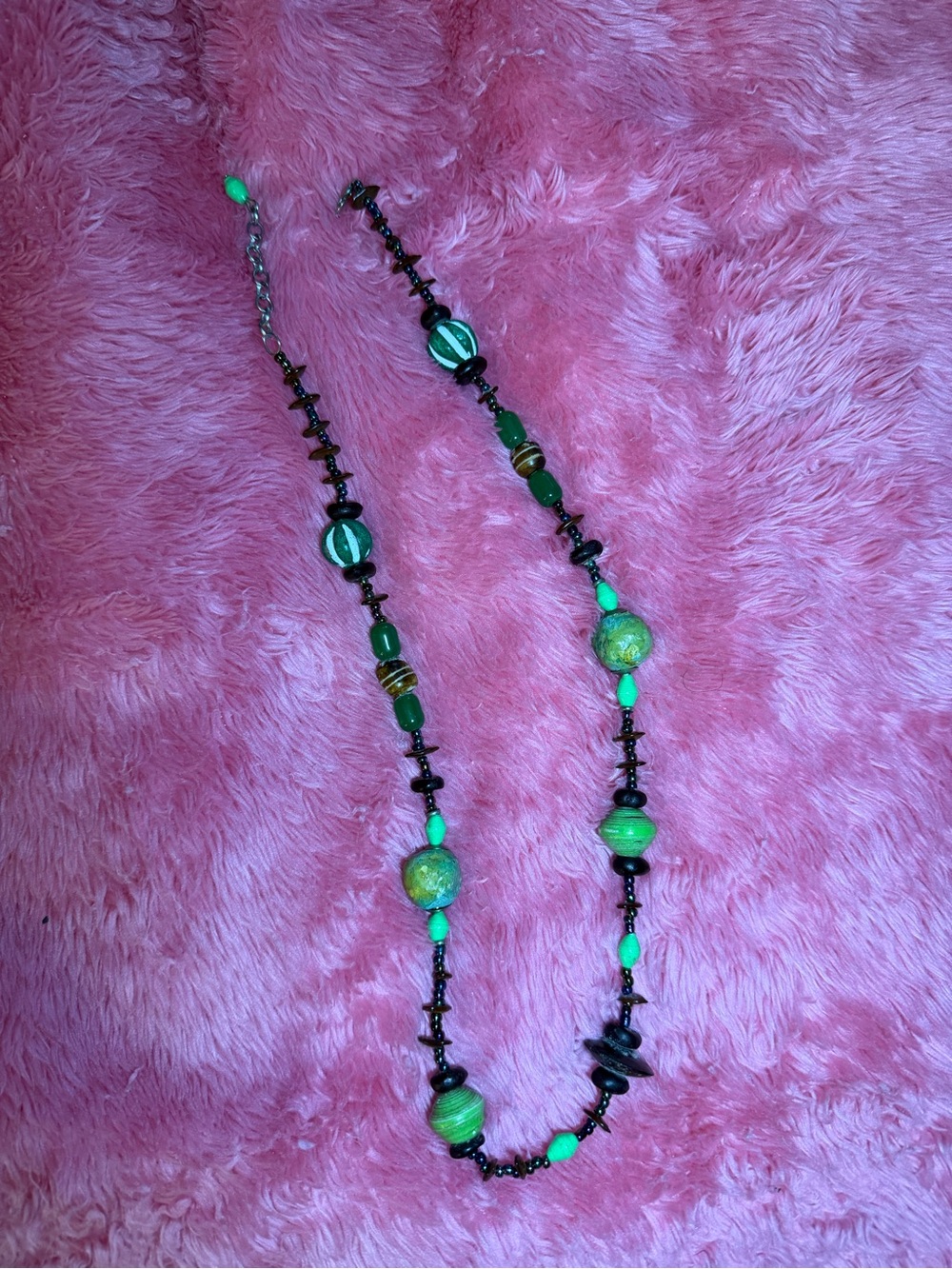 Handcrafted Green Beaded Women's Necklace - Unbranded